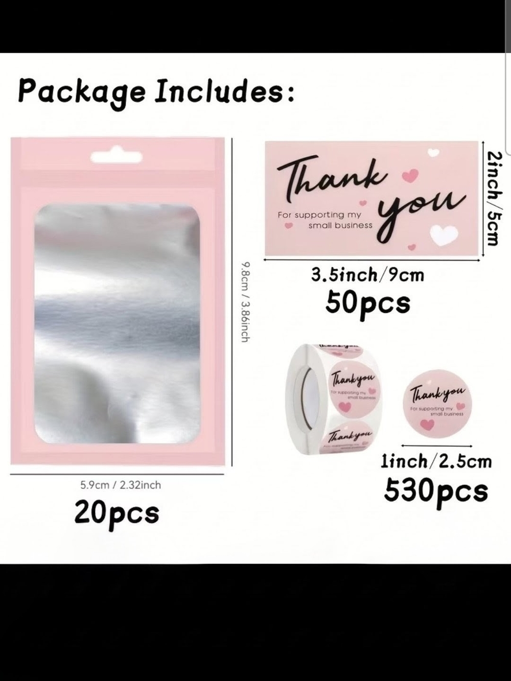 600 Piece Pink Thank You Sticker and Mailer Set for Small Business - Picture 2 of 2